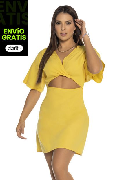 Vestido Mujer Amarillo Atypical 6421