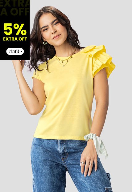 Camiseta Mujer Amarillo Atypical 102192