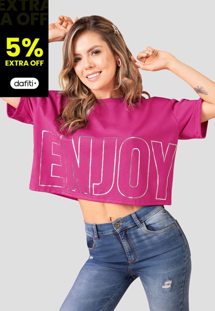 Camiseta Mujer Fucsia Atypical 102169