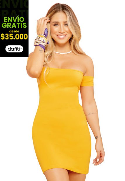 Vestido Corto Mujer Amarillo Atypical 7862