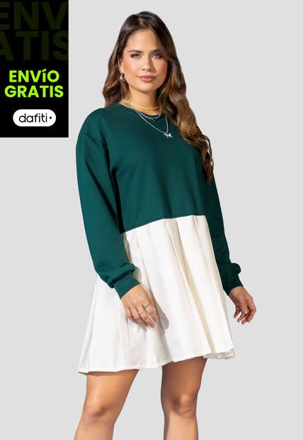 Vestido Corto Mujer Verde Botella Atypical 100634