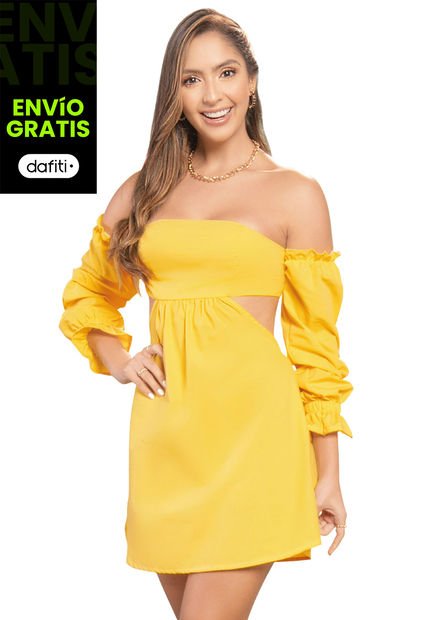 Vestido Corto Mujer Amarillo Atypical 7007