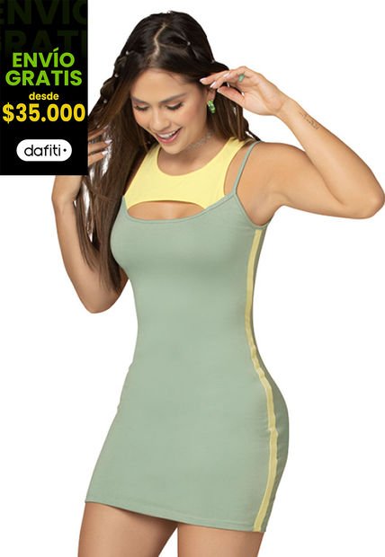 Vestido Corto Mujer Verde Atypical 9584