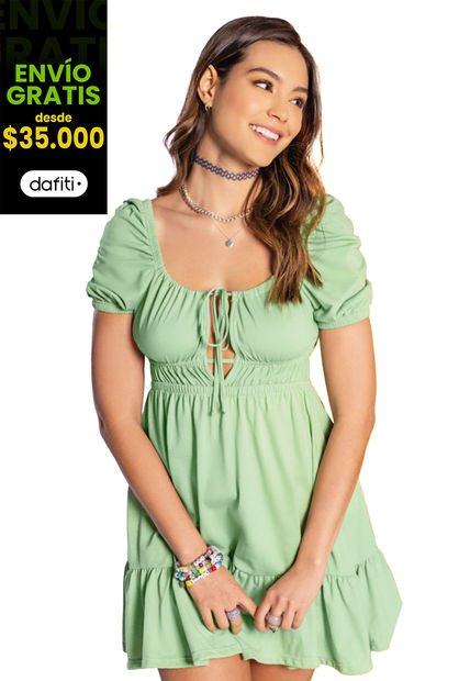 Vestido Corto Mujer Verde Atypical 4537