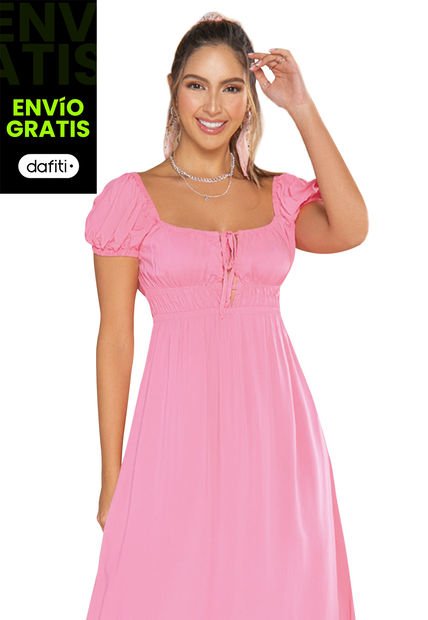 Vestido Largo Mujer Rosa Atypical 33462