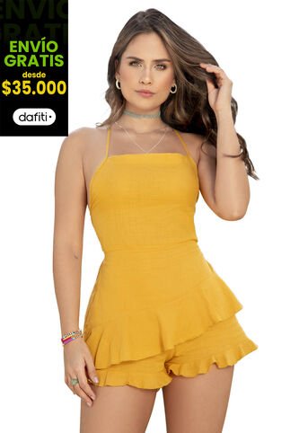 Enterizo Corto Mujer Mostaza Atypical 87055 Atypical