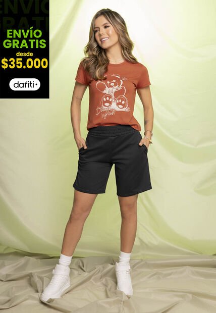 Bermuda Short Mujer Negro Atypical 6667