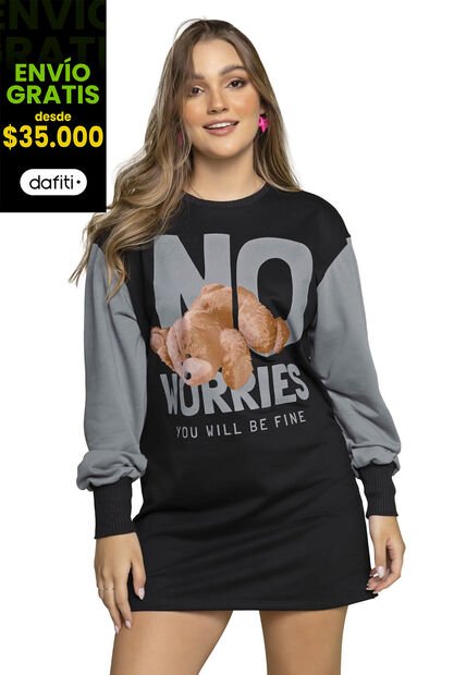 Vestido Corto Mujer Negro Atypical 2254