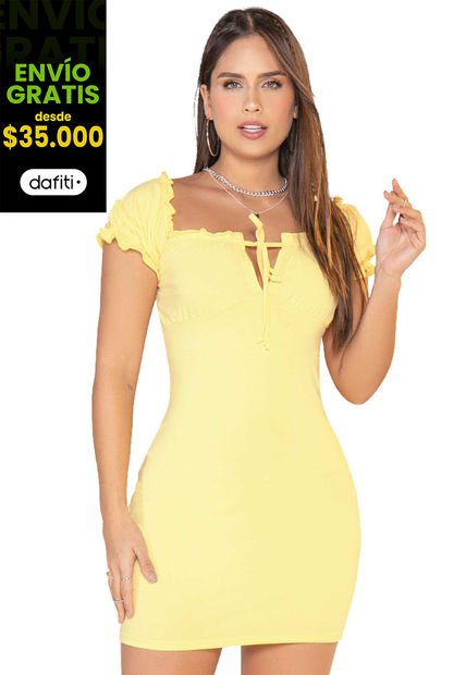 Vestido Corto Mujer Amarillo Atypical 92438