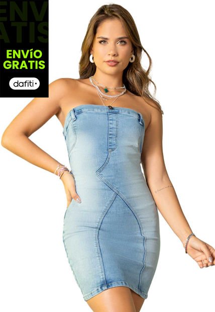 Vestido Corto Mujer Azul Claro Atypical 2138