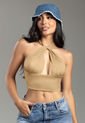 Crop Top Mujer Beige Atypical 104228 de Atypical