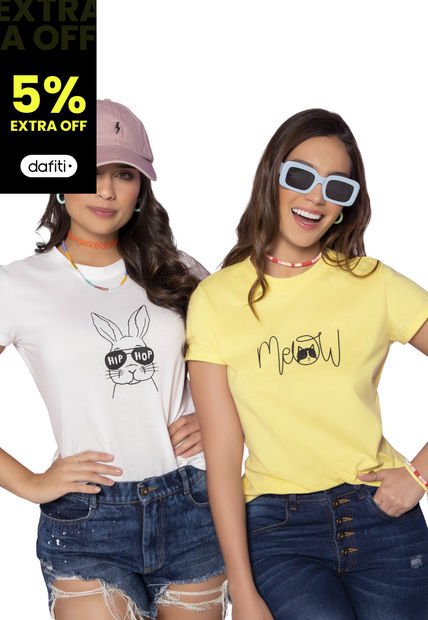 Camiseta Mujer Amarillo Pastel Atypical 3752
