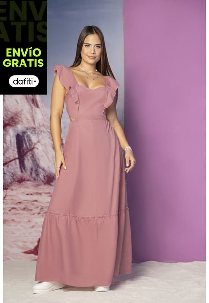Vestido Largo Juvenil Palo De Rosa Atypical 87061