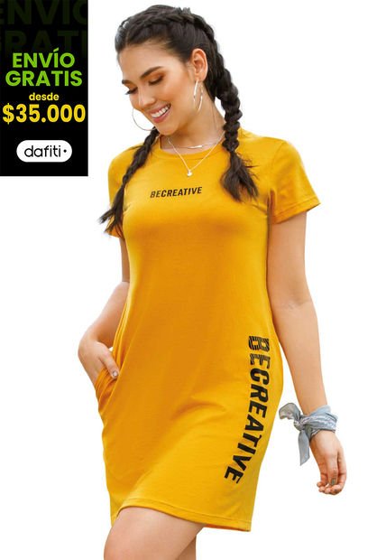 Vestido Mujer Amarillo Atypical 83003