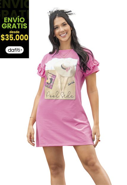 Vestido Corto Mujer Rosado Atypical 93561