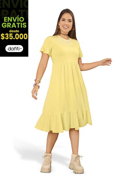 Vestido Mujer Amarillo Pastel Atypical 96302