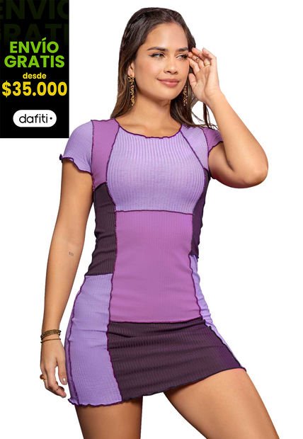Vestido Corto Mujer Morado Atypical 4925