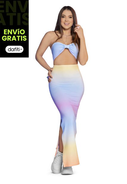 Vestido Largo Mujer Estampado Atypical 4543