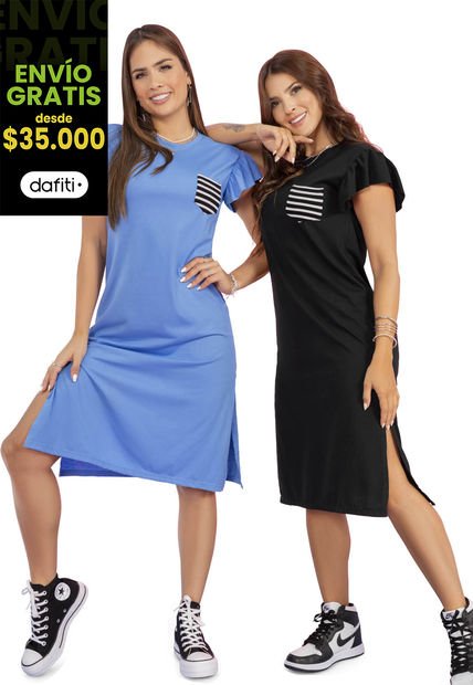 Vestido Mujer Negro Atypical 2092