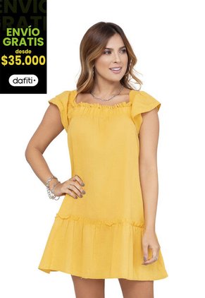 Vestido Corto Juvenil Femenino Mostaza ATYPICAL