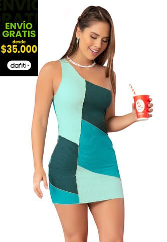 Vestido Corto Mujer Verde Atypical 91858 Atypical