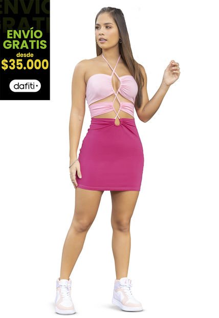 Vestido Corto Mujer Rosado Atypical 5521
