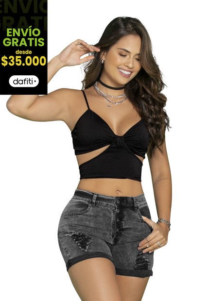 Crop Top Mujer Negro Atypical 89772