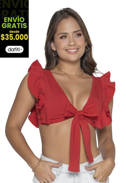 Crop Top Mujer Rojo Atypical 88393