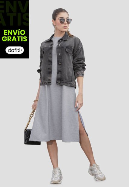 Vestido Mujer Gris Jaspe Atypical 112259