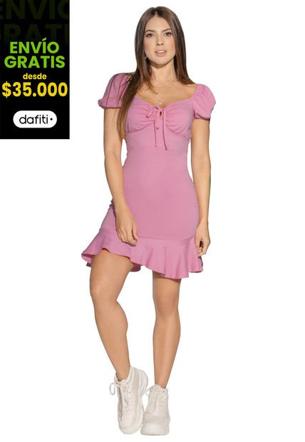 Vestido Corto Mujer Rosado Atypical 4835