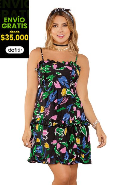 Vestido Corto Juvenil Estampado Atypical 87048