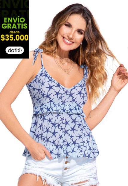 Blusa Para Mujer Estampado - Azul Claro Atypical