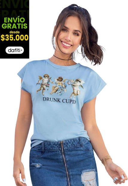 Camiseta Para Mujer Azul Claro ATYPICAL