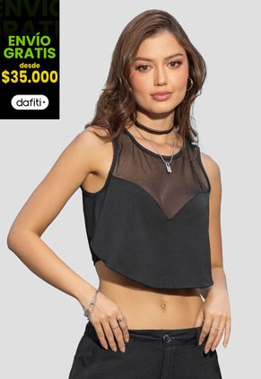 Crop Top Mujer Negro Atypical 103543