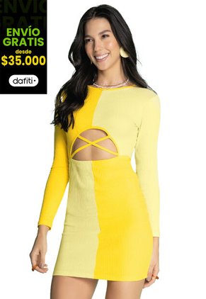 Vestido Corto Mujer Amarillo Atypical 4550