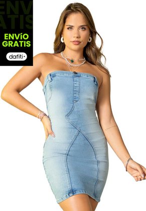 Vestido Corto Mujer Azul Claro Atypical 2138