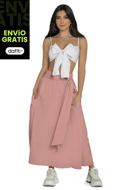 Falda Larga Mujer Palo De Rosa Atypical 88376