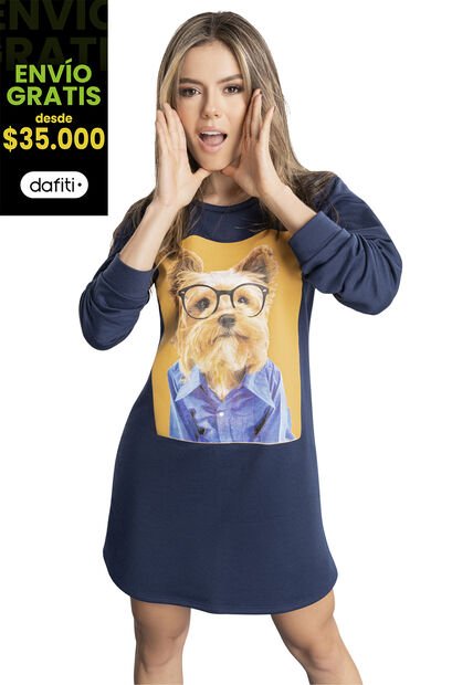 Vestido Corto Juvenil Azul Navy Atypical 1508