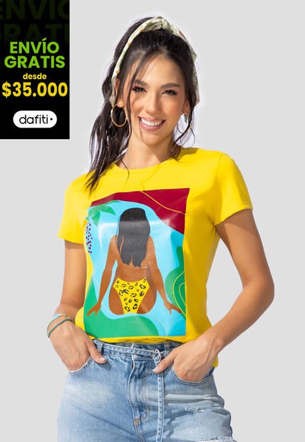Camiseta Mujer Amarillo Atypical 100664