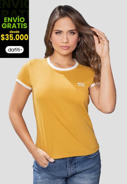 Camiseta Mujer Mostaza Atypical 834