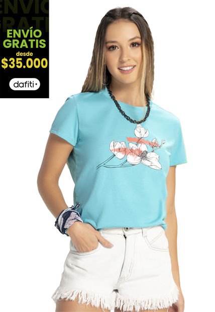 Camiseta Mujer Azul Turquesa Atypical 8375