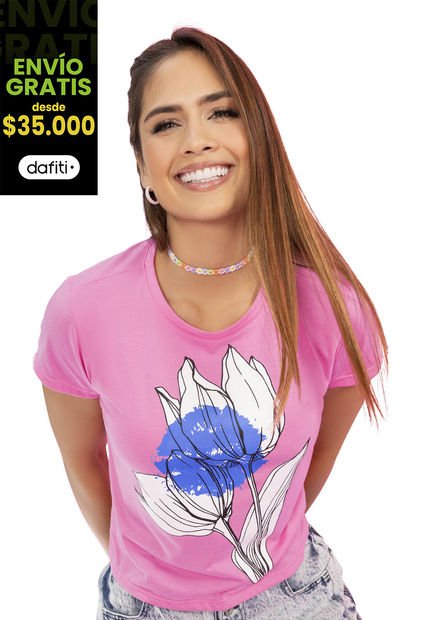 Camiseta Mujer Rosado Atypical 8376