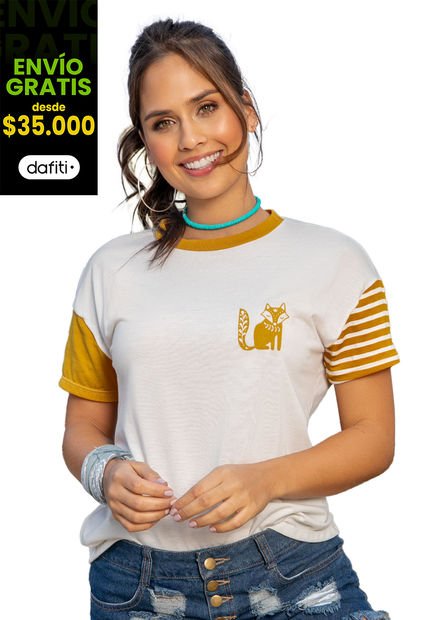 Camiseta Mujer Amarillo Atypical 92654