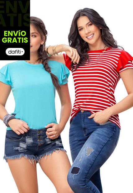 Blusa Paq X2 Mujer Rojo Atypical 83047