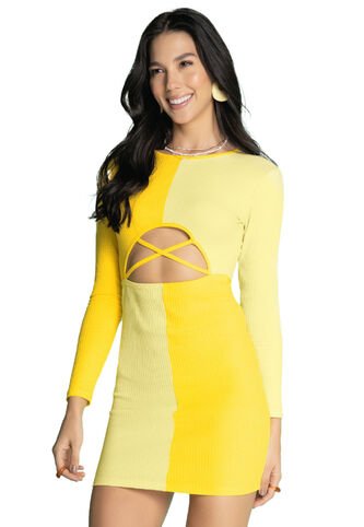 Vestido Corto Mujer Amarillo Atypical 4550 Atypical