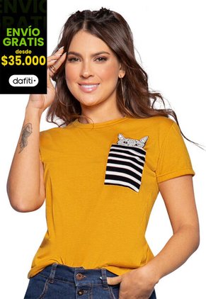Camiseta Mujer Amarillo Atypical 88082