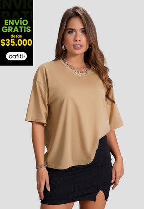 Camiseta Mujer Beige Atypical 103898