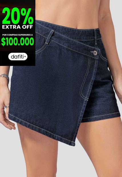Falda Short Mujer Azul Oscuro Atypical 113743