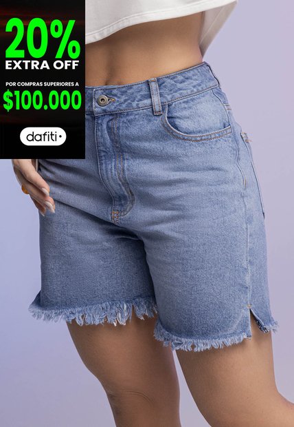 Bermuda Short Mujer Azul Atypical 955