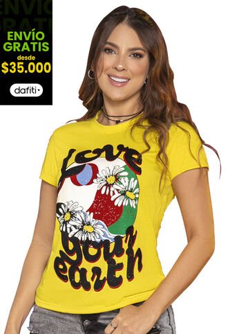 Camiseta Mujer Amarillo Atypical 33815 Atypical